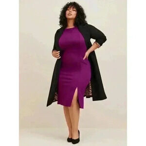 Torrid Midi Studio Cupro Boatneck Bodycon Dress Purple Size 0 L/12 Office Work